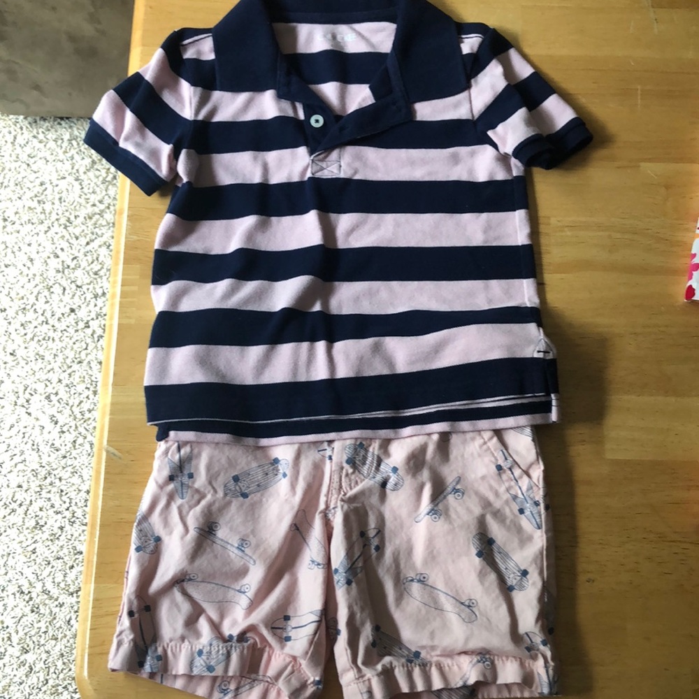 Boys 4-5T navy and pink outfit
